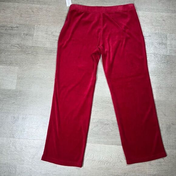 Style & Co. Sport, Red Velour Wide Leg Track Pants Elastic Waist Women’s X-Large - Picture 3 of 11